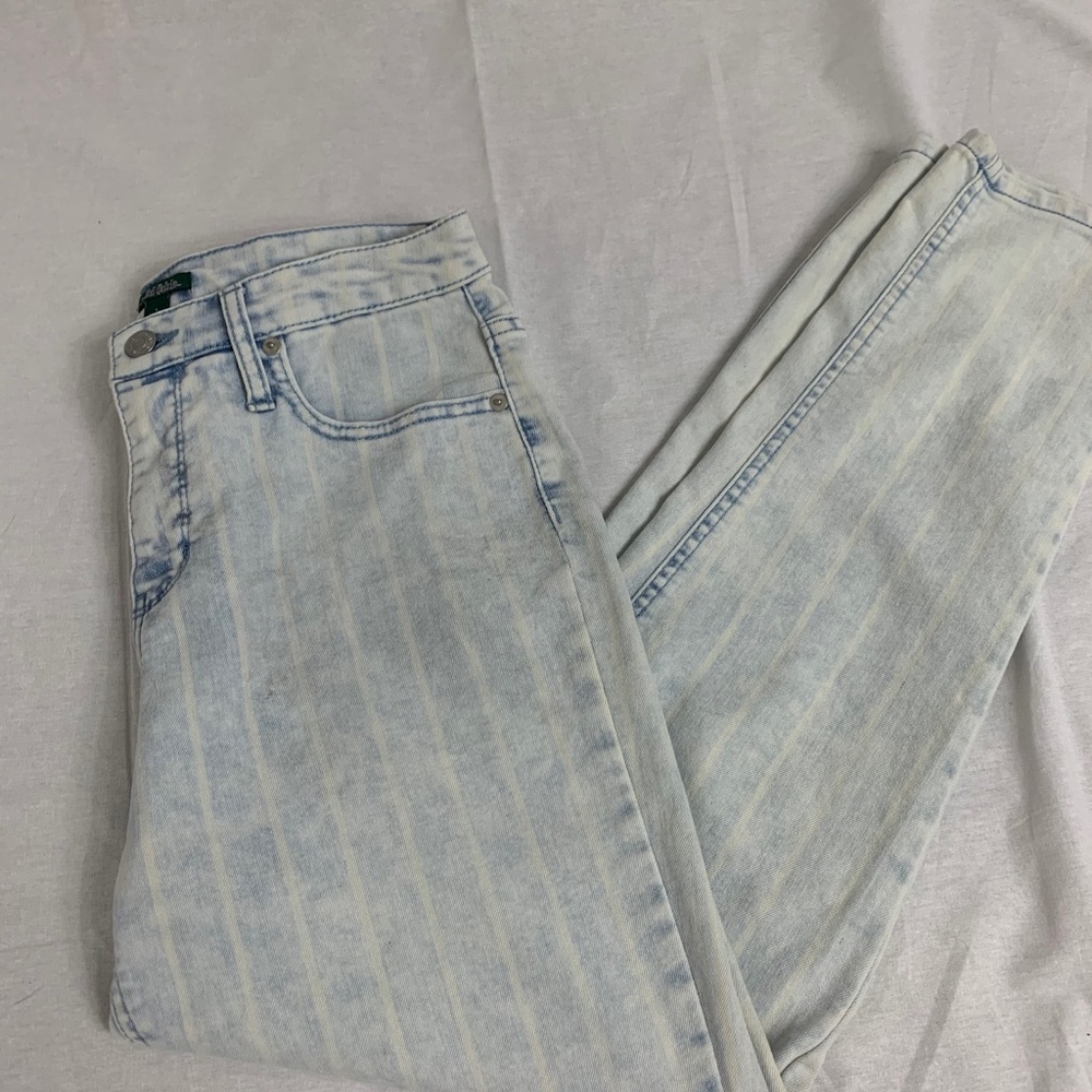 High waisted striped mom jeans